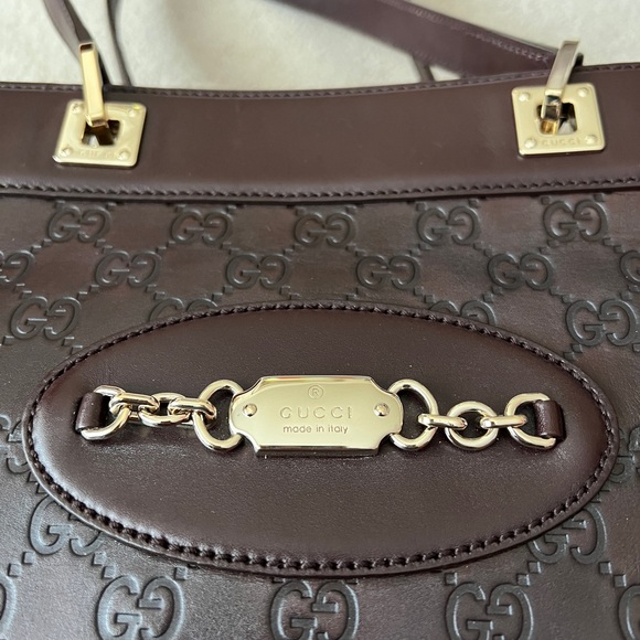 Gucci Guccissima Punch Tote Burgundy Calf Leather Bag - Picture 6 of 15